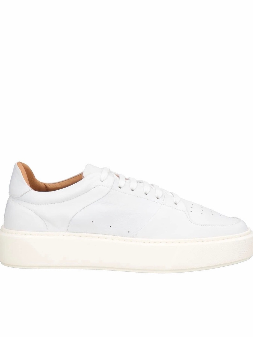 a. testoni White Leather Low-Top Sneakers with Tan Interior